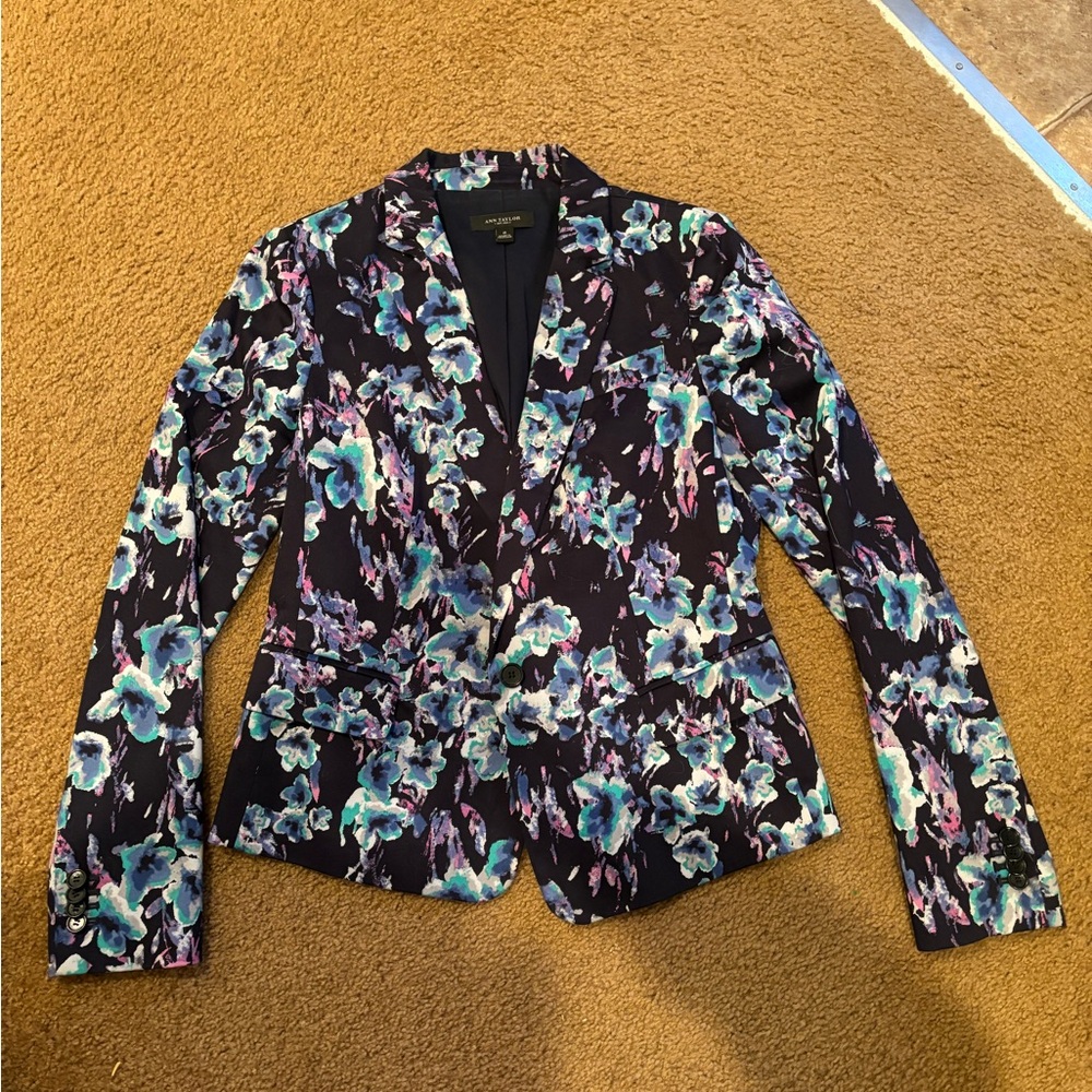 Floral Blazer with Blue and Purple Accents
